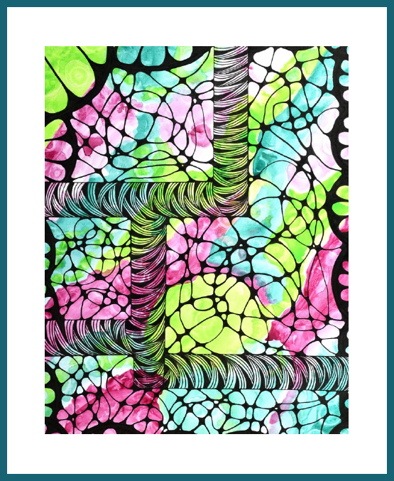 An artwork with maze shape pattern in colors